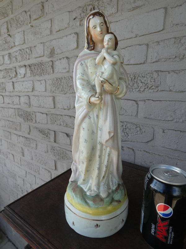 Antique  vieux paris porcelain MAdonna child  figurine statue religious