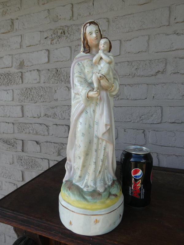 Antique  vieux paris porcelain MAdonna child  figurine statue religious