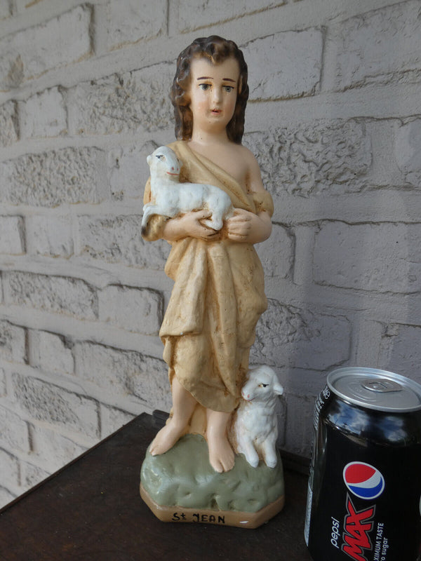 Antique Saint john baptist ceramic chalk statue figurine religious