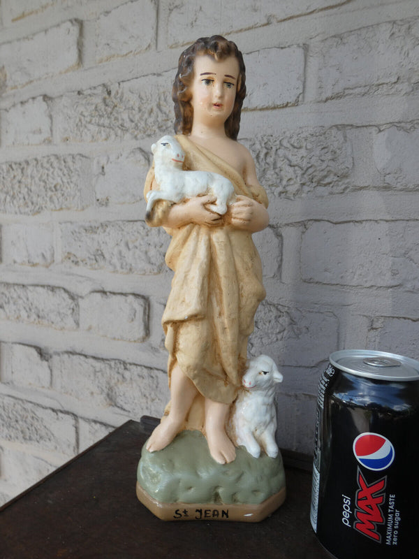 Antique Saint john baptist ceramic chalk statue figurine religious