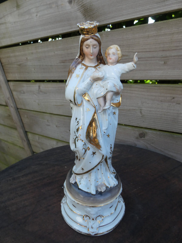 Antique Vieux paris porcelain Saint mary madonna child figurine statue