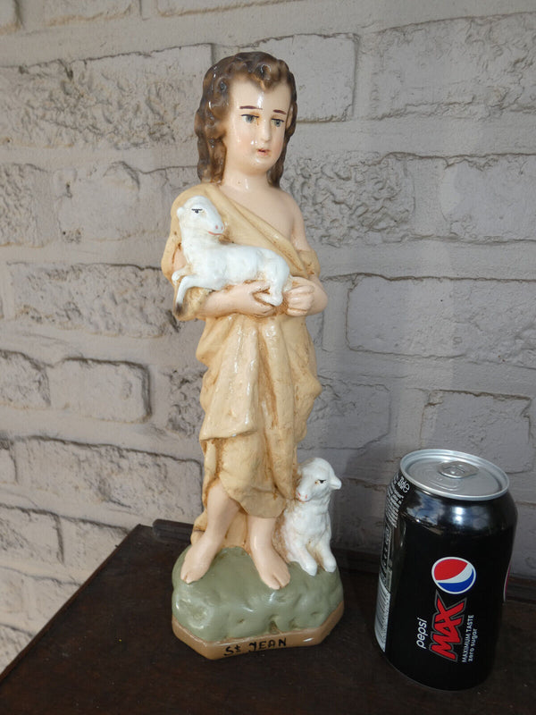 Antique Saint john baptist ceramic chalk statue figurine religious