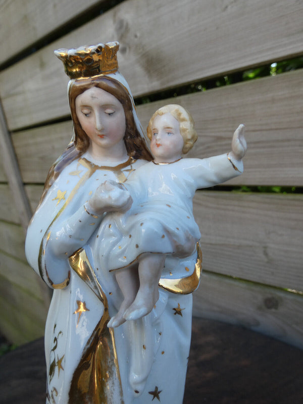 Antique Vieux paris porcelain Saint mary madonna child figurine statue