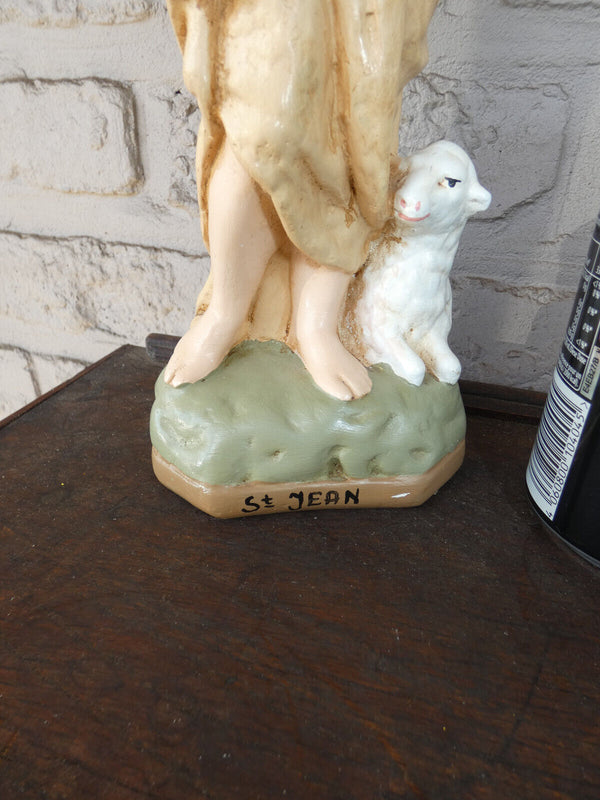 Antique Saint john baptist ceramic chalk statue figurine religious