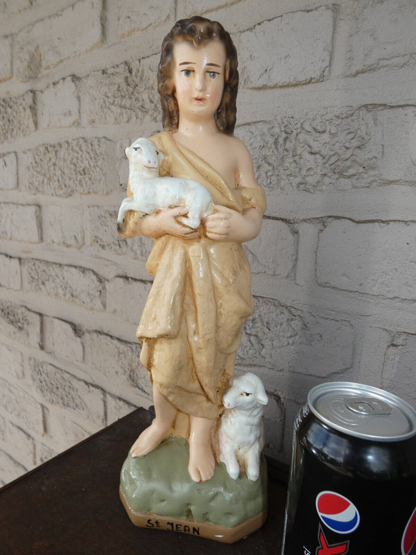 Antique Saint john baptist ceramic chalk statue figurine religious