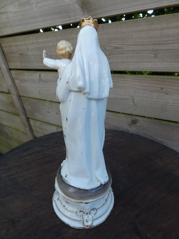 Antique Vieux paris porcelain Saint mary madonna child figurine statue