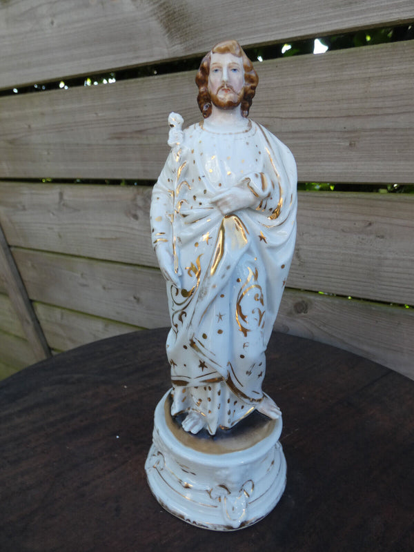 Antique Vieux paris porcelain Saint joseph figurine statue religious