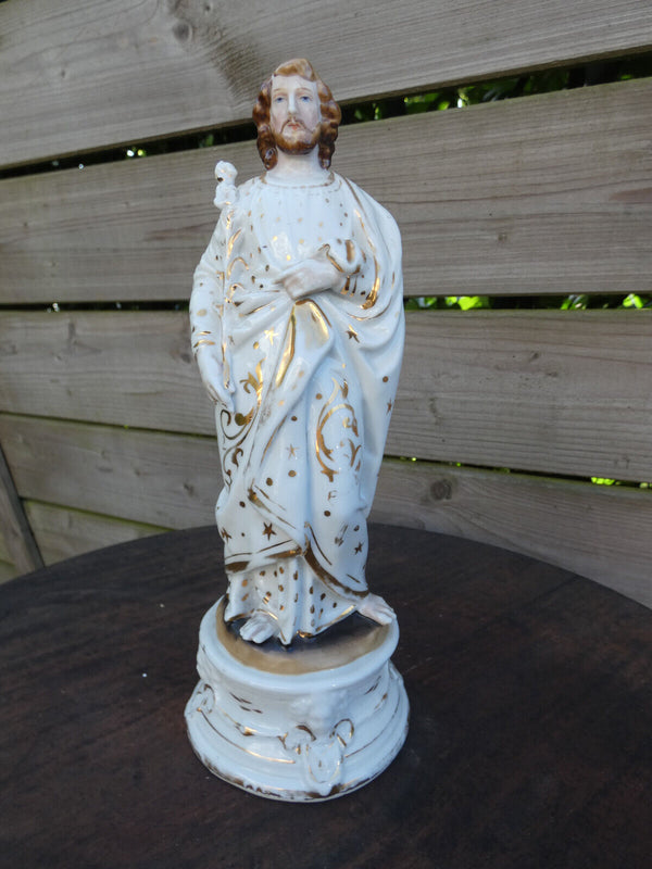 Antique Vieux paris porcelain Saint joseph figurine statue religious