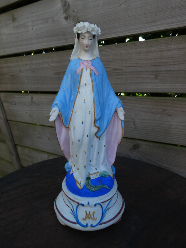 Antique Vieux paris porcelain Madonna statue figurine pastel colours rare