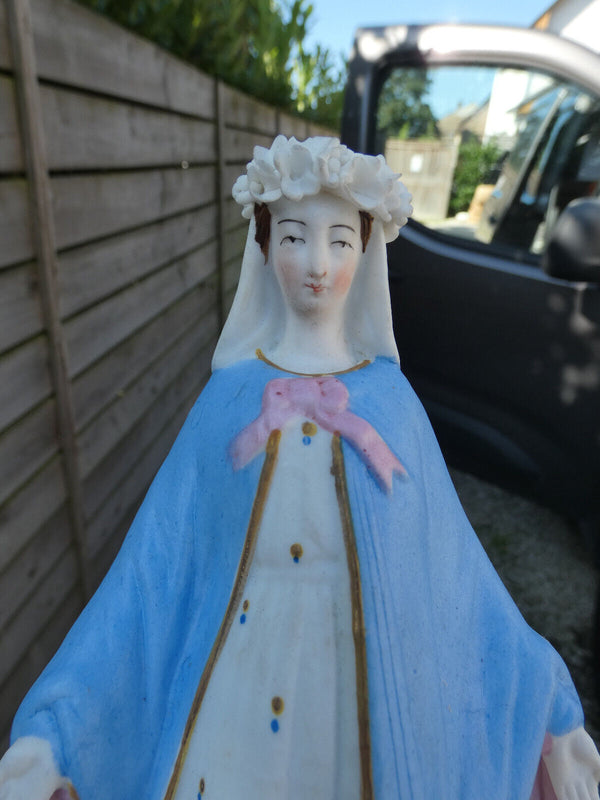 Antique Vieux paris porcelain Madonna statue figurine pastel colours rare