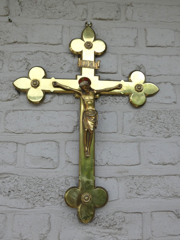 Antique Bronze wall crucifix religious