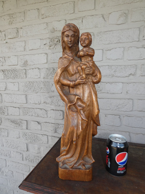 Vintage wood carved MAdonna figurine statue