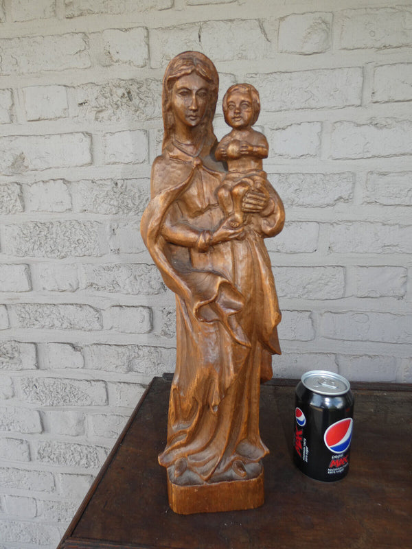 Vintage wood carved MAdonna figurine statue