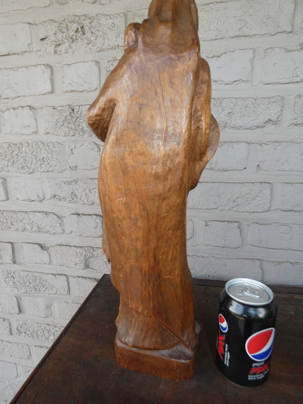 Vintage wood carved MAdonna figurine statue