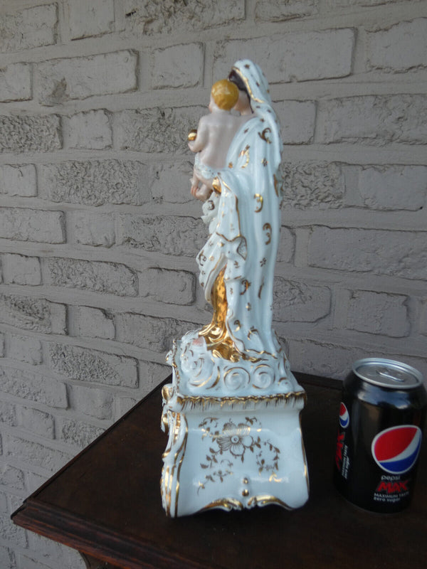 Antique LArge vieux paris old porcelain madonna statue figurine religious rare