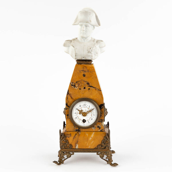 Antique Napoleon Mantel clock bisque marble 1880 france