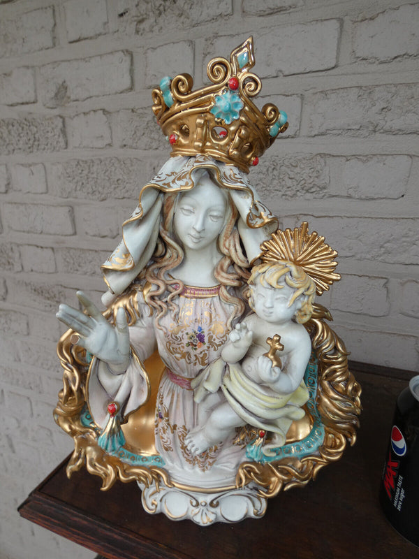 Italian Pattarino school terracotta MAdonna child statue religious 1950