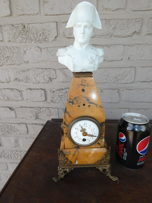 Antique Napoleon Mantel clock bisque marble 1880 france