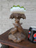 Antique Black forest wood carving stand statue birds murano glass bowl rare