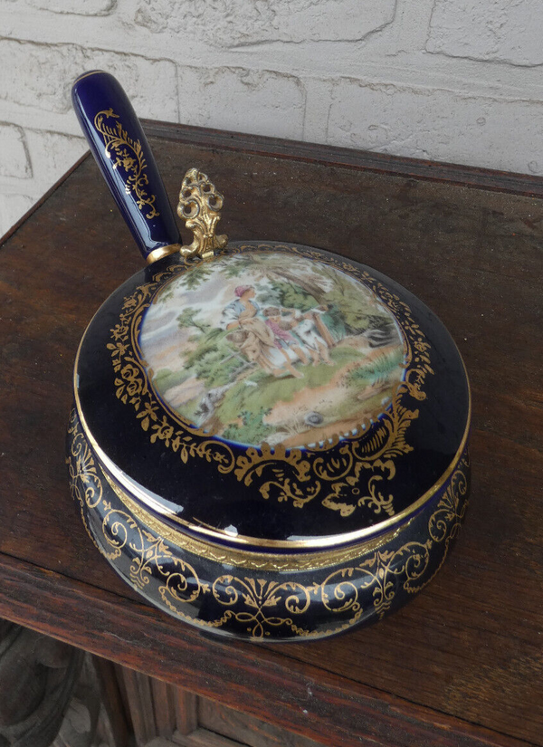 VINTAGE PORCELAIN SILENT BUTLER/CRUMB CATCHER cobalt blue