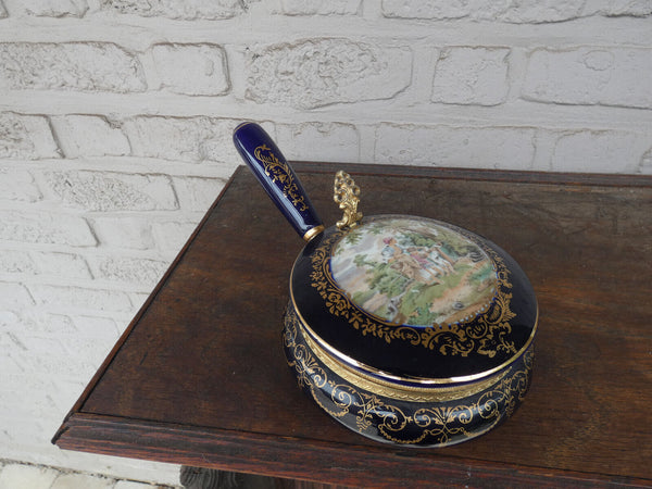 VINTAGE PORCELAIN SILENT BUTLER/CRUMB CATCHER cobalt blue