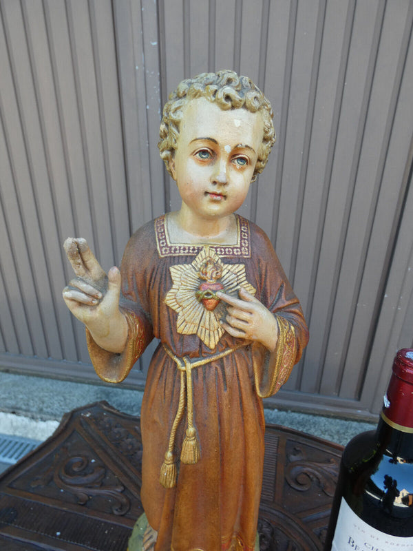 Antique Large French ceramic young jesus statue figurine religious rare