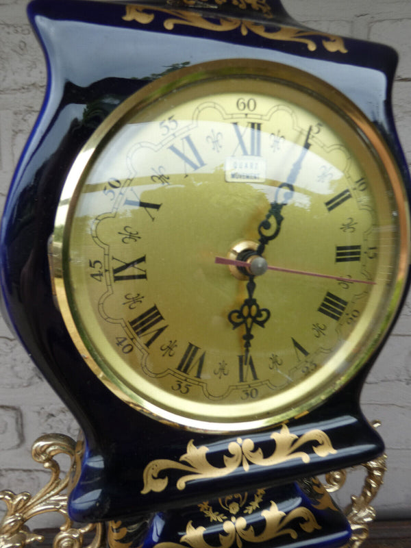 Vintage cobalt blue porcelain mantel clock