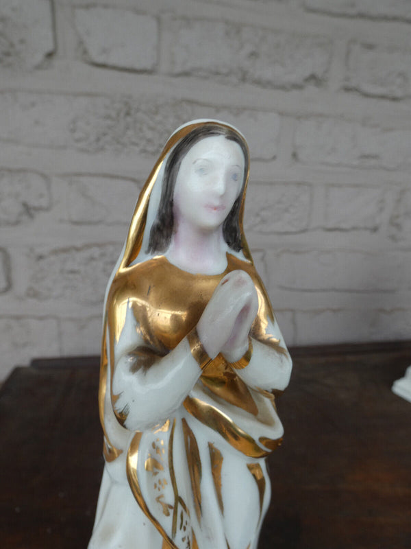 Antique french vieux paris porcelain Madonna statue figurine