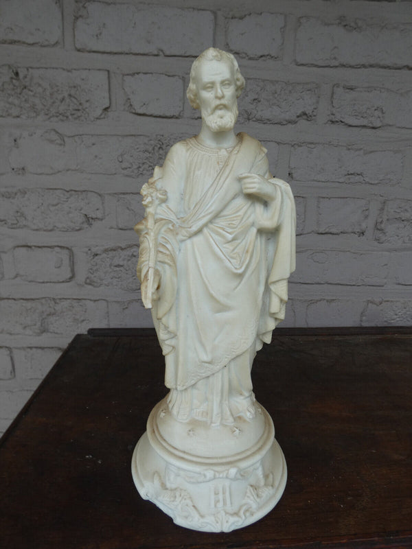 Antique french LETU MAUGER bisque porcelain saint joseph statue figurine