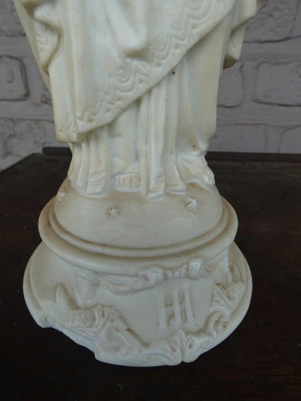 Antique french LETU MAUGER bisque porcelain saint joseph statue figurine