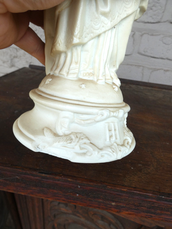 Antique french LETU MAUGER bisque porcelain saint joseph statue figurine