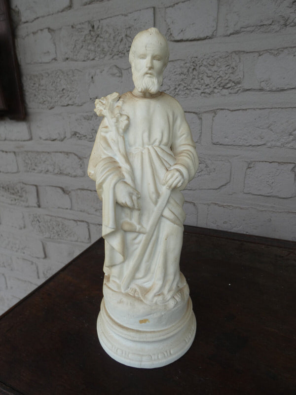 Antique bisque porcelain statue saint joseph  figurine