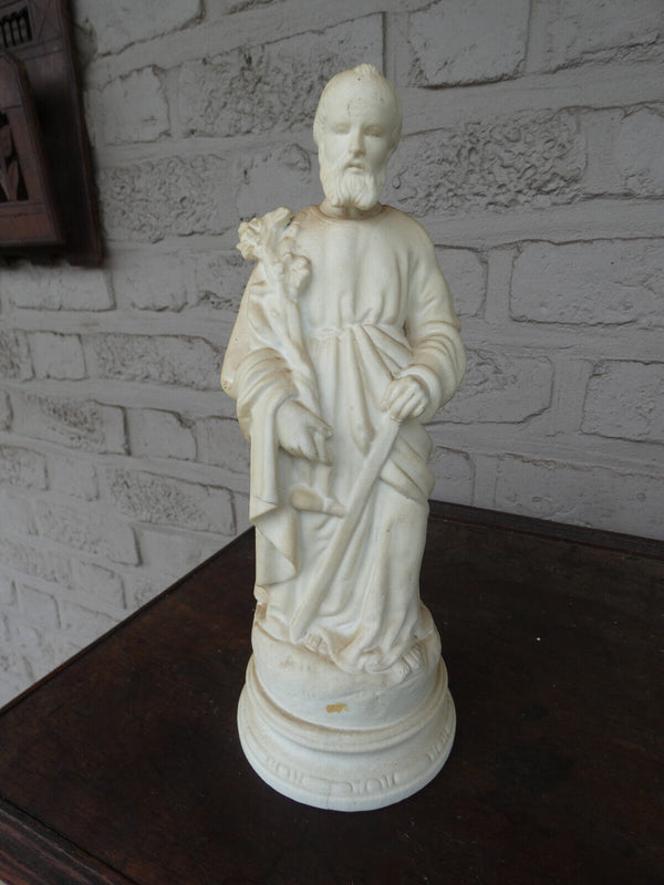 Antique bisque porcelain statue saint joseph  figurine