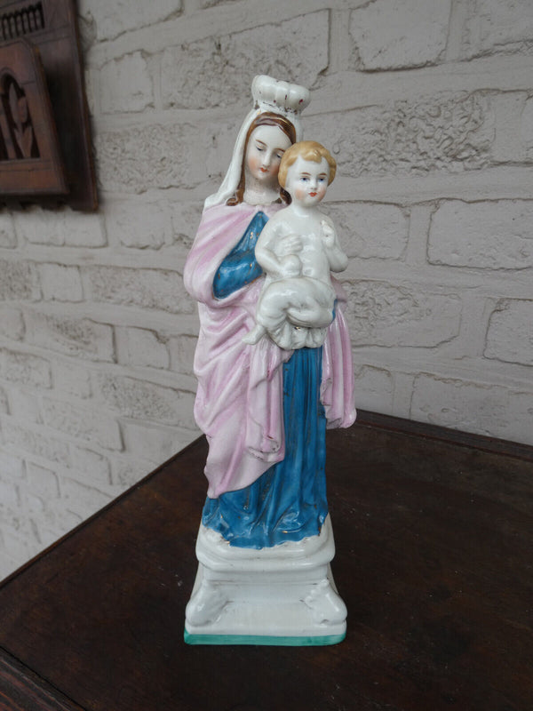 Antique french paris porcelain madonna child figurine statue