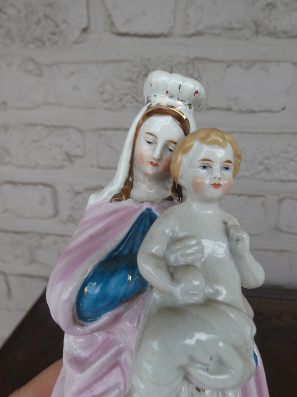 Antique french paris porcelain madonna child figurine statue