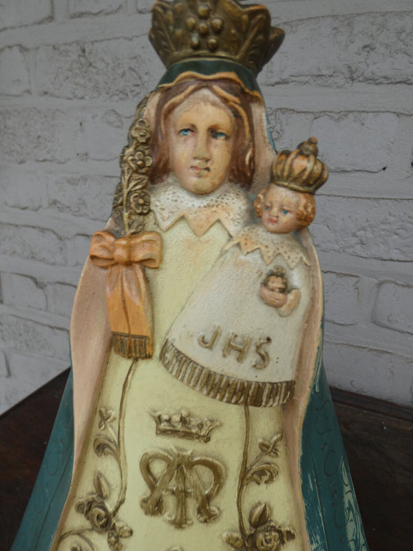 Antique flanders Ceramic Our lady ten Traan statue figurine marked religious