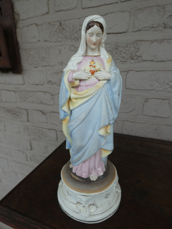 Antique Belgian Vieux andenne Bisque porcelain madonna statue