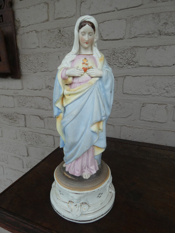 Antique Belgian Vieux andenne Bisque porcelain madonna statue