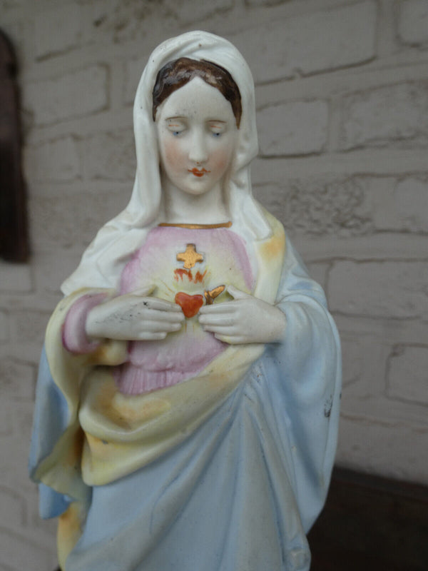 Antique Belgian Vieux andenne Bisque porcelain madonna statue