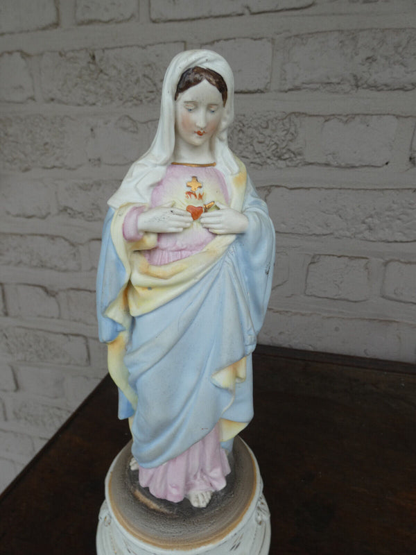 Antique Belgian Vieux andenne Bisque porcelain madonna statue