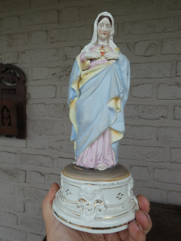 Antique Belgian Vieux andenne Bisque porcelain madonna statue