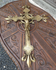 Antique French bronze wall crucifix fleur de lys symbol