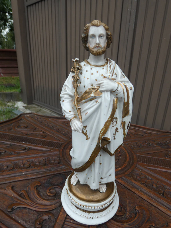 Antique French vieux paris porcelain Saint joseph figurine statue