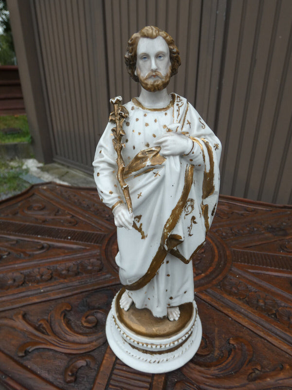 Antique French vieux paris porcelain Saint joseph figurine statue