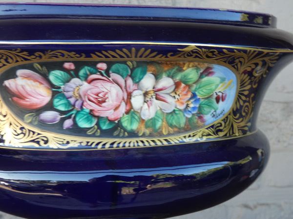 Antique French cobalt blue Centerpiece bowl floral decor vase