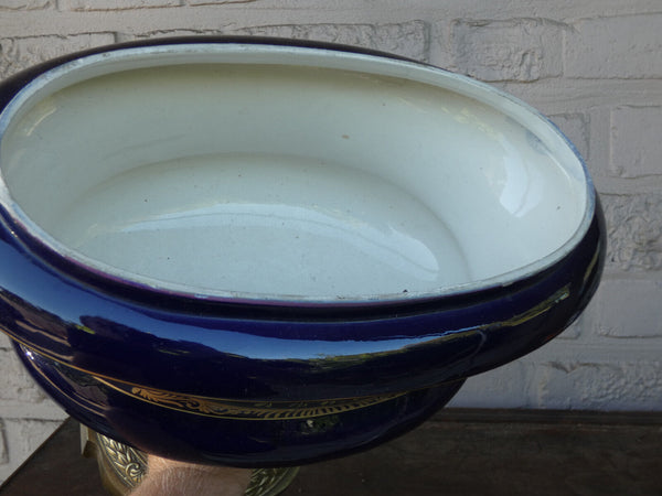 Antique French cobalt blue Centerpiece bowl floral decor vase