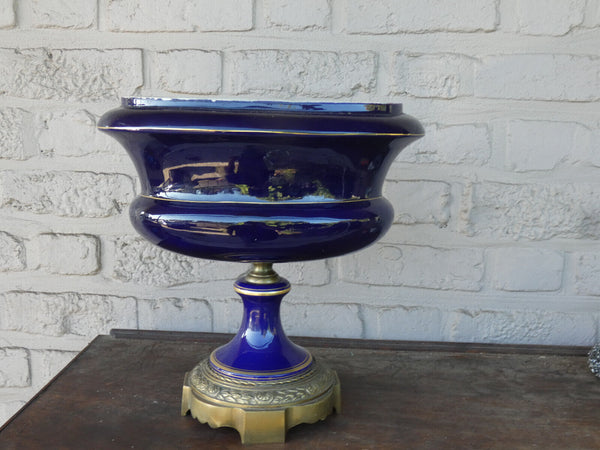 Antique French cobalt blue Centerpiece bowl floral decor vase