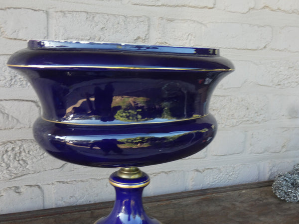 Antique French cobalt blue Centerpiece bowl floral decor vase