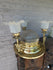 Vintage french brass Glass pendant lamp chandelier Louis XVI style