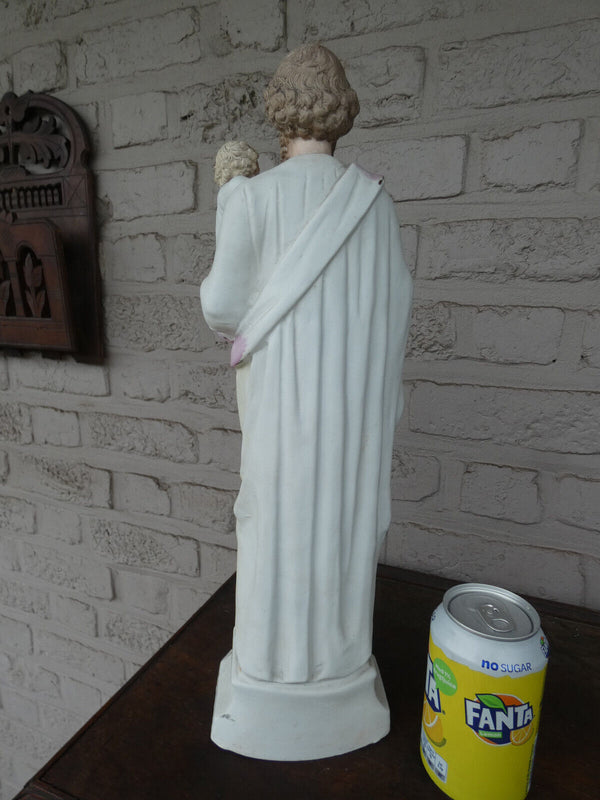 Large german bisque porcelain saint joseph figurine statue